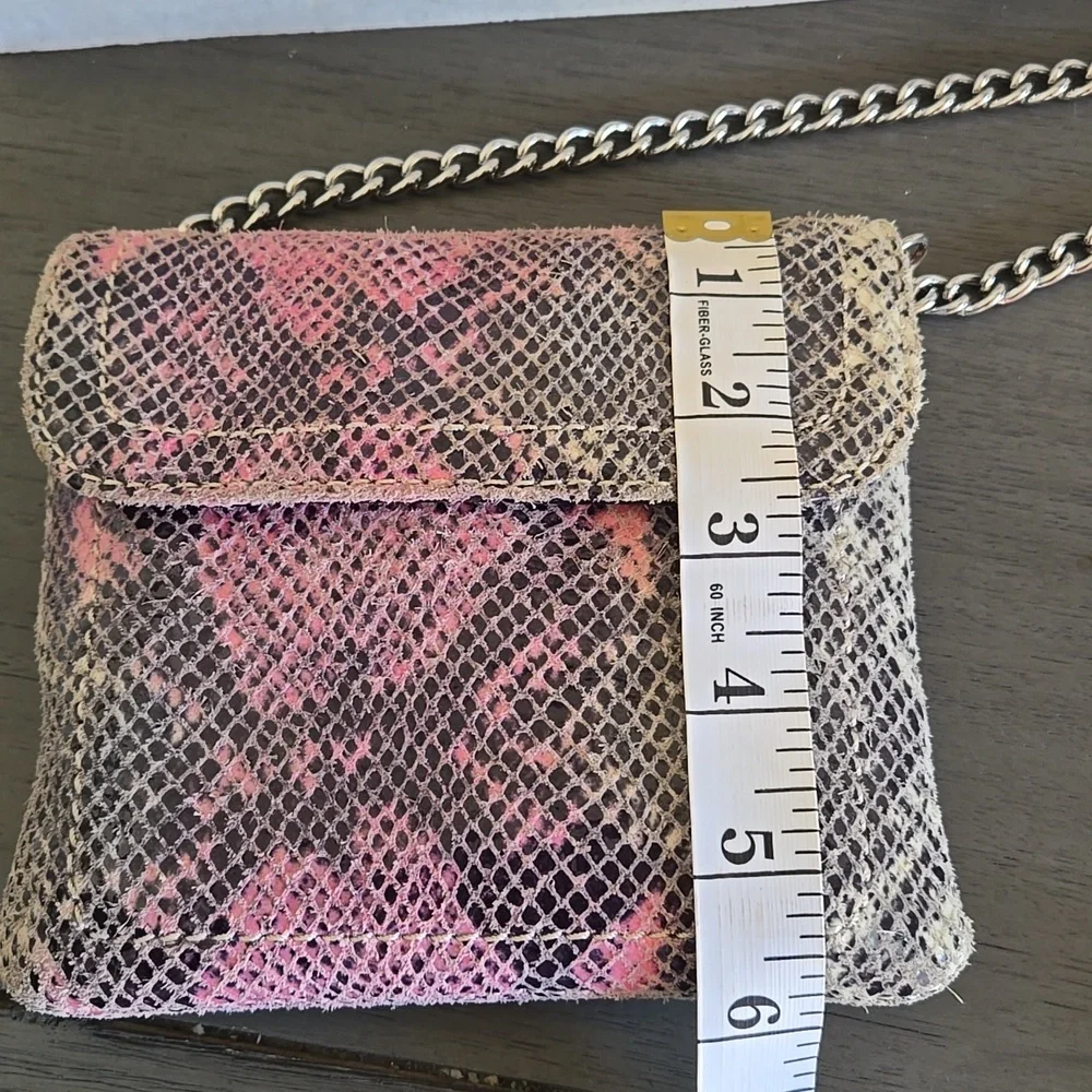 Banana Republic Pink Snake Print Chain Crossbody Bag